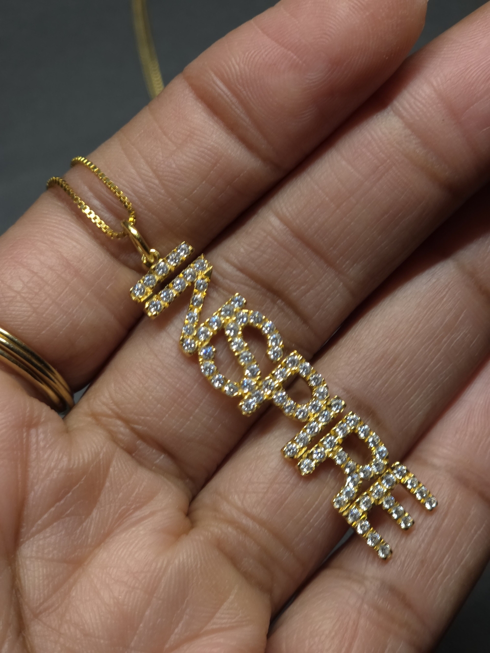 Custom INSPIRE Necklace 925 Sterling Silver 14K Gold Plated CZ